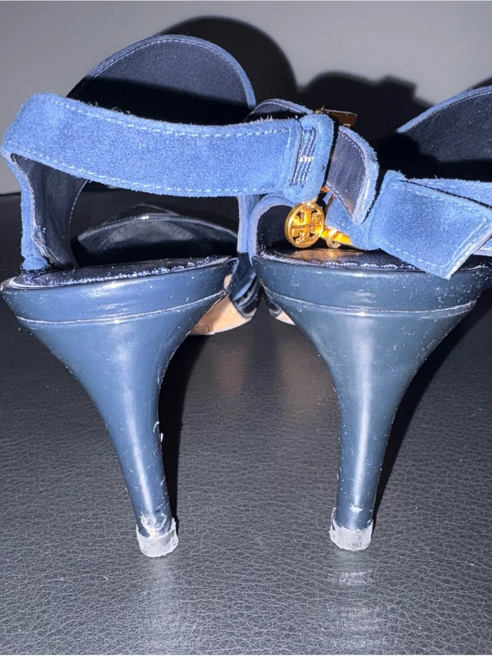 Tory Burch Patent Leather Cutout Accent Slingback Pumps